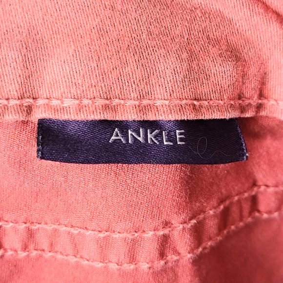 NYDJ Sheri Python Print Coral Pink/Orange Made in USA Slim Fit Ankle Jeans - Picture 5 of 10